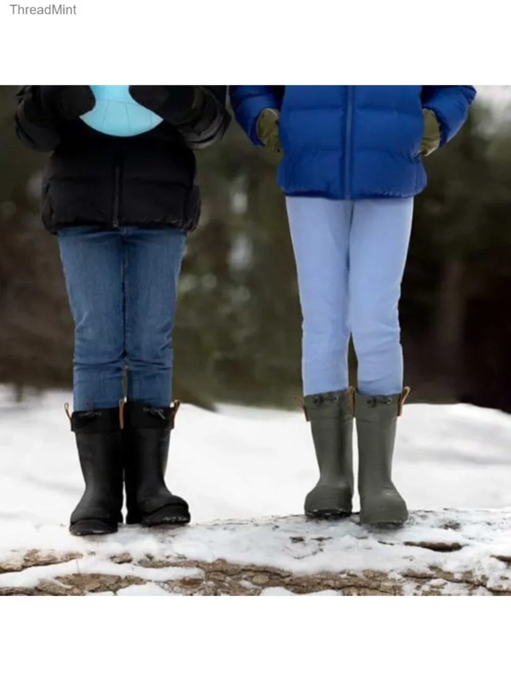 Kids Waterproof Snow Boots - Synthetic Rubber, Mid-Calf, Bungee Closure